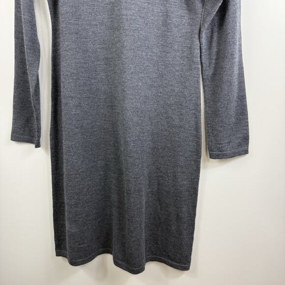 Garnet Hill Gray 100% Merino Wool Sweater Dress Medium Long Sleeve Neutral - Picture 4 of 12